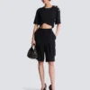 Bermuda shorts in grain de poudre wool