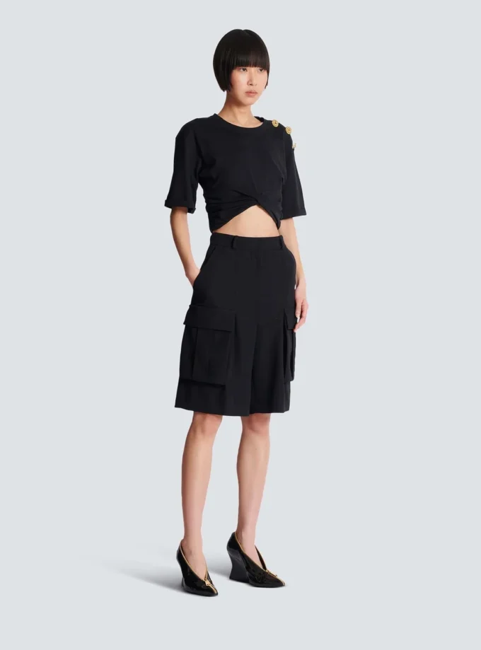 Bermuda shorts in grain de poudre wool