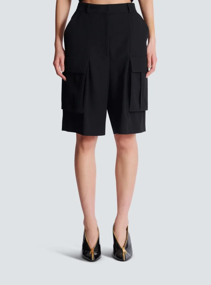 Bermuda shorts in grain de poudre wool