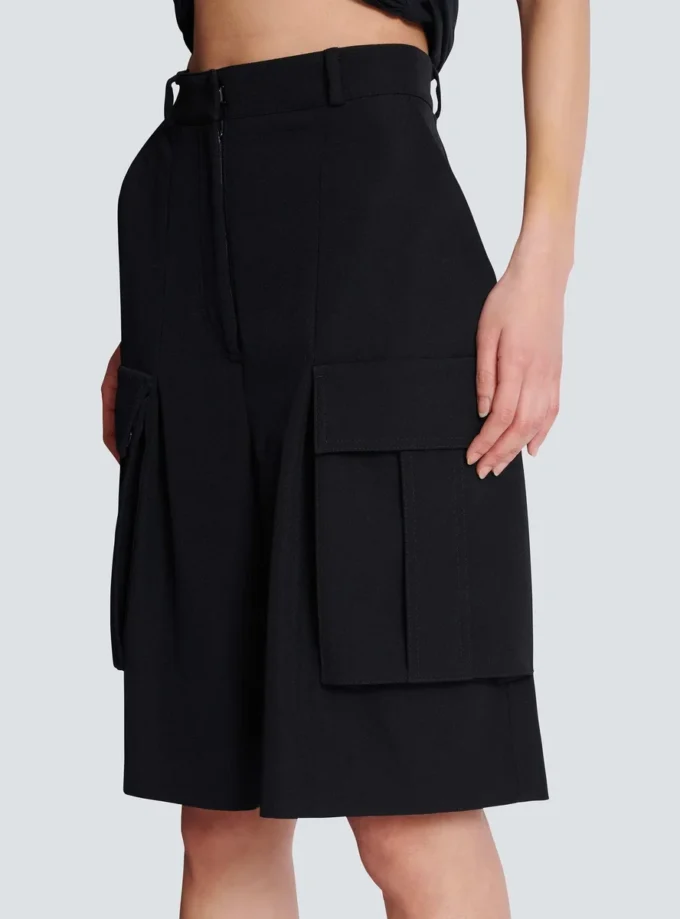 Bermuda shorts in grain de poudre wool