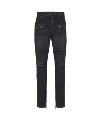 Biker jeans in black vintage denim