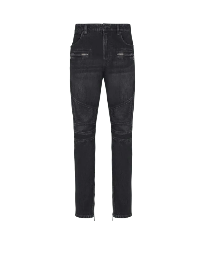 Biker jeans in black vintage denim