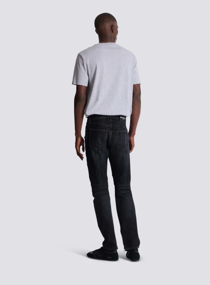 Biker jeans in black vintage denim