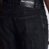 Biker jeans in black vintage denim