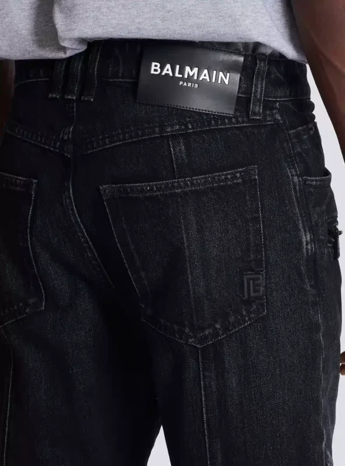 Biker jeans in black vintage denim