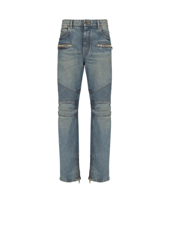 Biker jeans in vintage denim