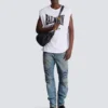Biker jeans in vintage denim