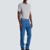 Blue denim straight-cut jeans