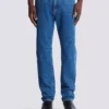 Blue denim straight-cut jeans