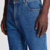 Blue denim straight-cut jeans