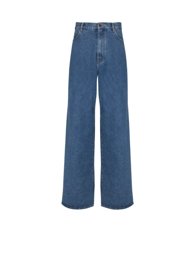 Blue denim wide-leg jeans