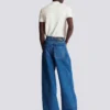 Blue denim wide-leg jeans