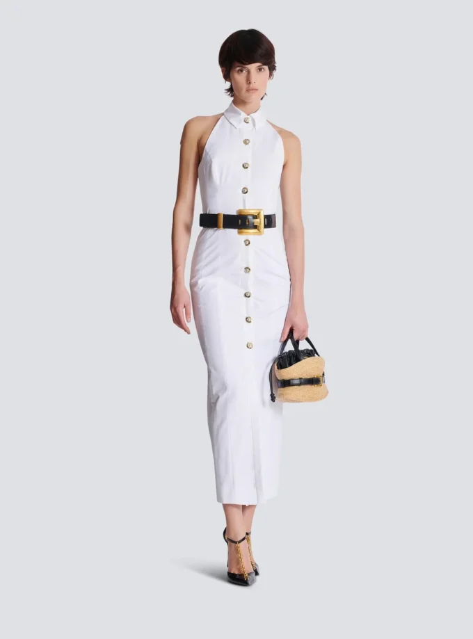 Bodycon backless poplin dress Bodycon backless poplin dress