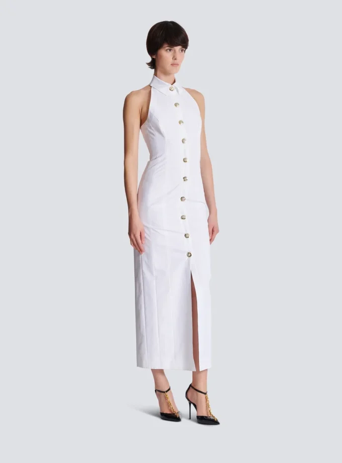 Bodycon backless poplin dress Bodycon backless poplin dress