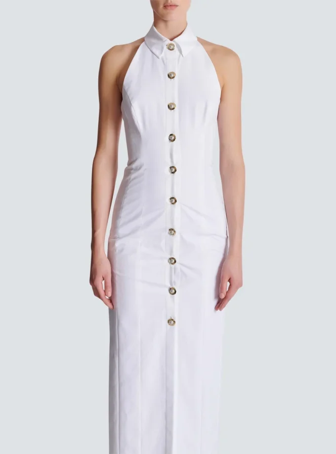 Bodycon backless poplin dress Bodycon backless poplin dress