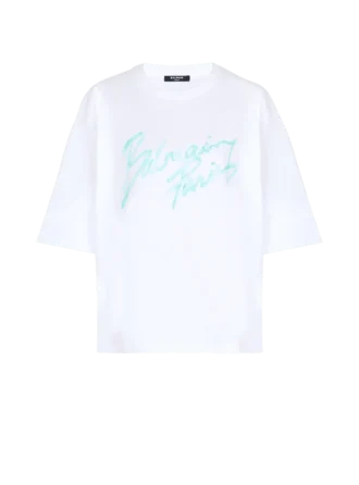 Boxy T-shirt with Balmain Paris Brush print