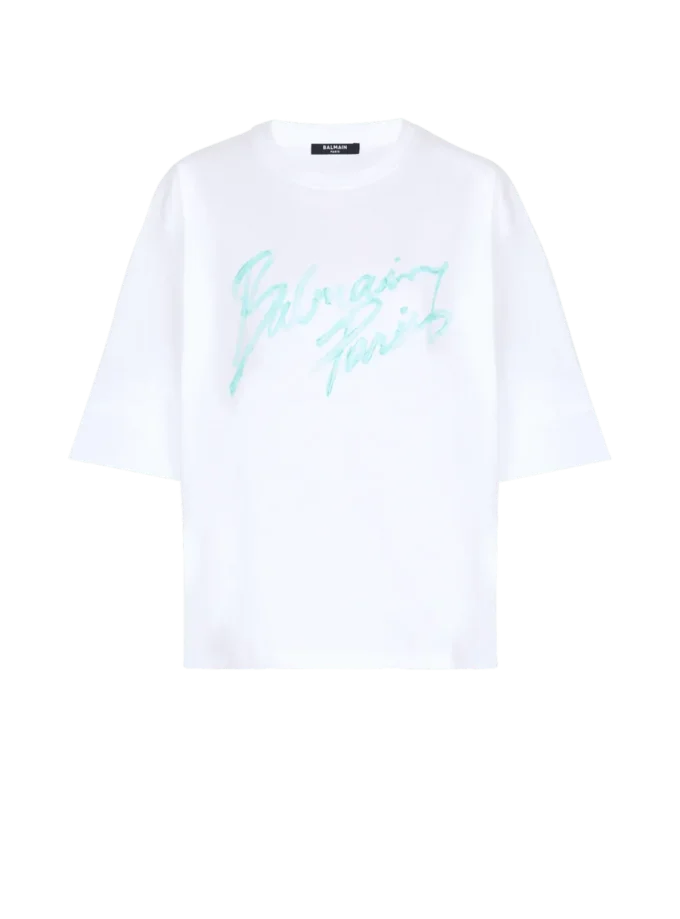 Boxy T-shirt with Balmain Paris Brush print