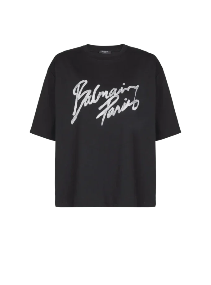 Boxy T-shirt with Balmain Paris Brush print
