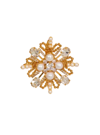 Brandebourg bead and crystal brooch