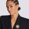 Brandebourg bead and crystal brooch