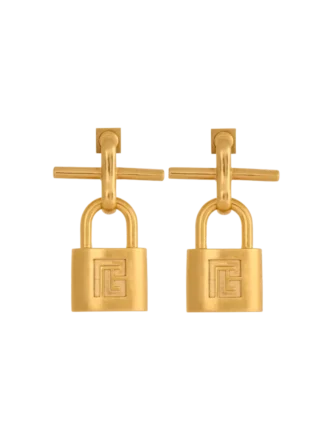 Brass Pulse padlock earrings