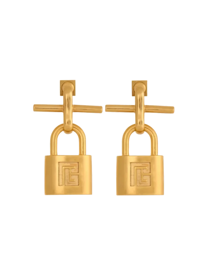Brass Pulse padlock earrings