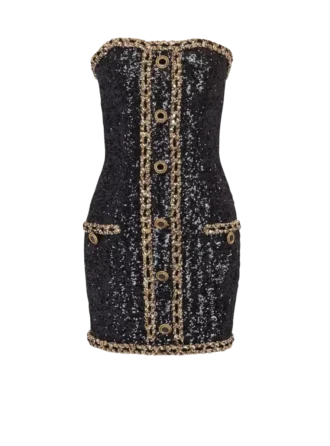 Bustier dress with sequin embroidery