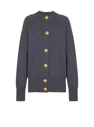Buttoned eco-cashmere cardigan
