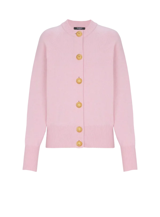 Buttoned eco-cashmere cardigan