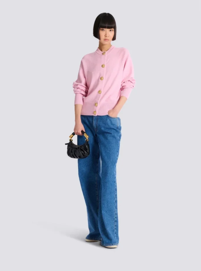 Buttoned eco-cashmere cardigan