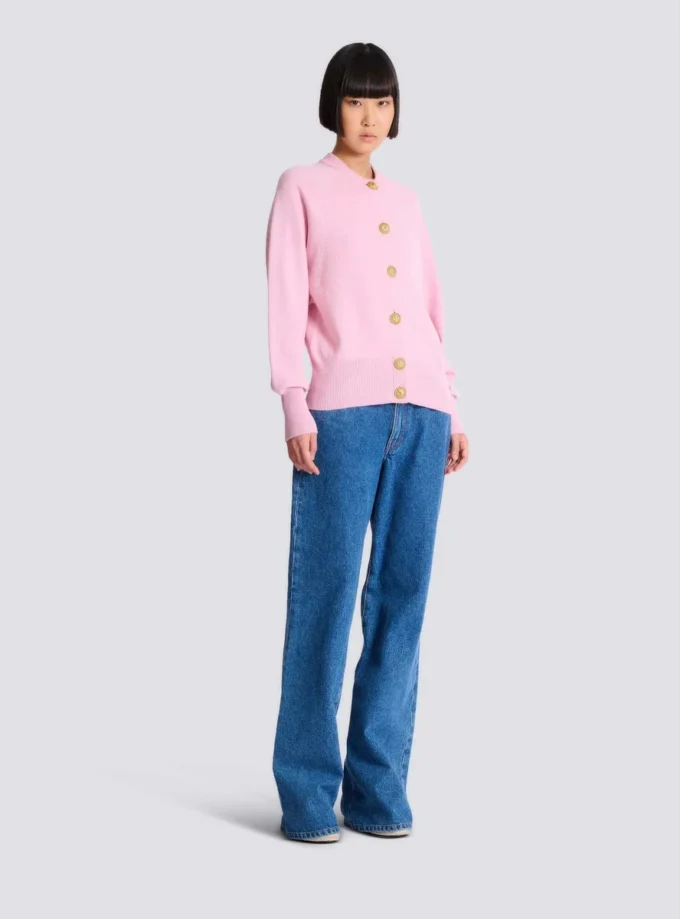 Buttoned eco-cashmere cardigan