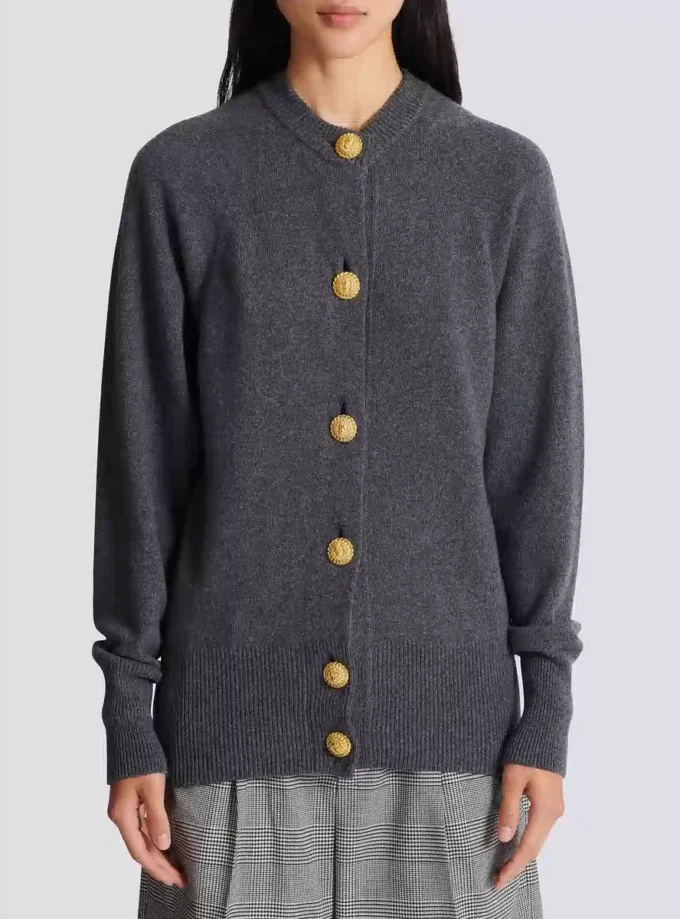 Buttoned eco-cashmere cardigan Buttoned eco-cashmere cardigan
