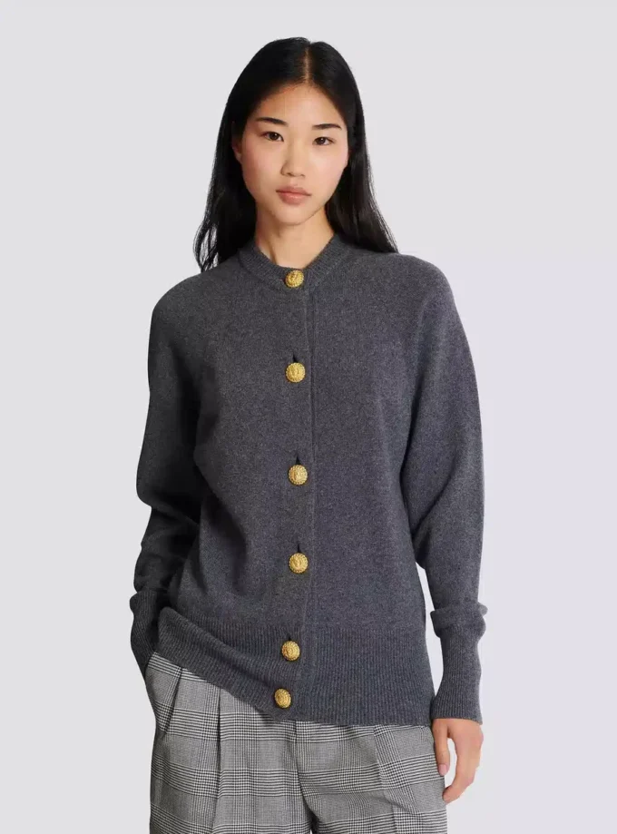 Buttoned eco-cashmere cardigan Buttoned eco-cashmere cardigan