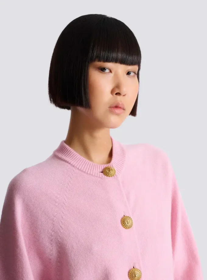 Buttoned eco-cashmere cardigan