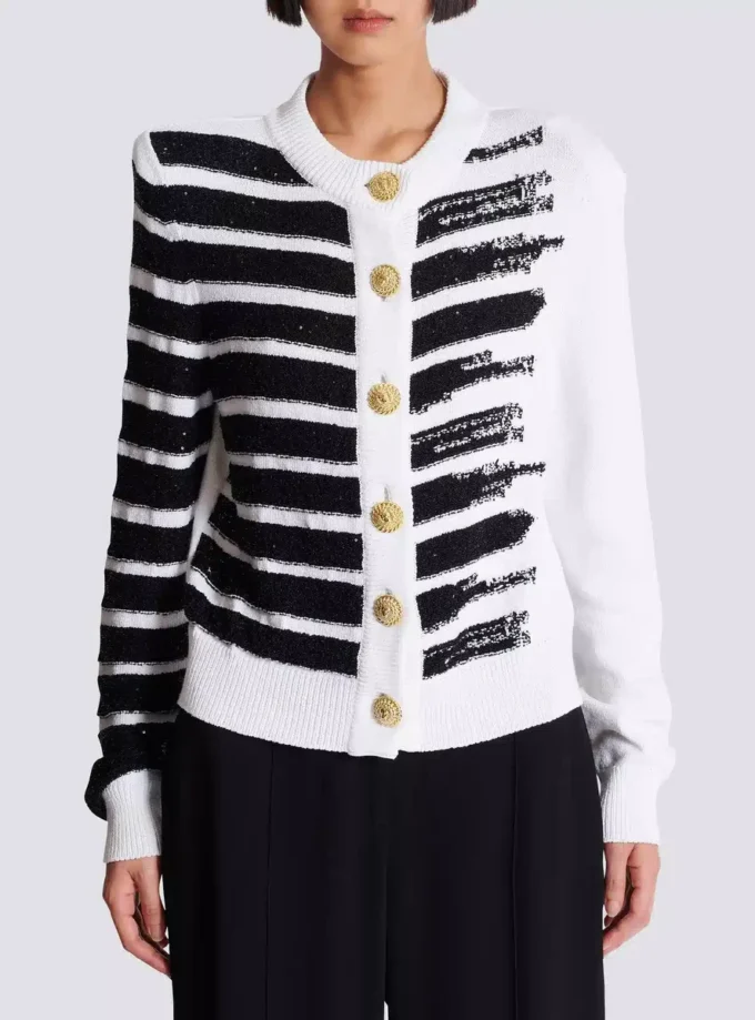 Buttoned marinière cardigan Buttoned marinière cardigan