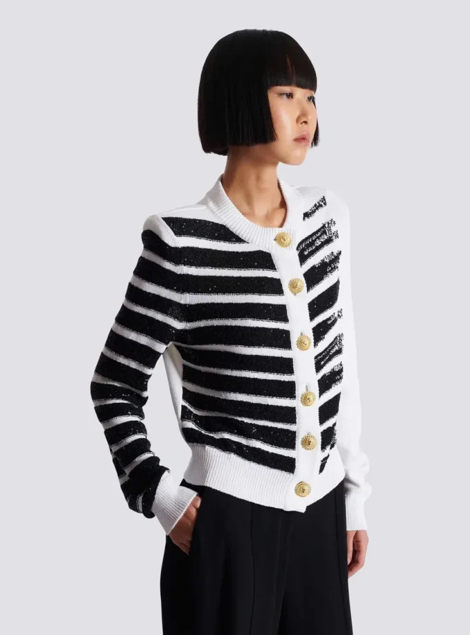 Buttoned marinière cardigan Buttoned marinière cardigan