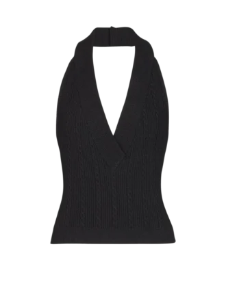 Cable-knit halterneck top