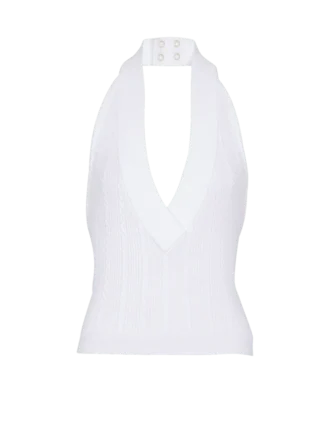 Cable-knit halterneck top