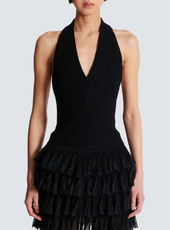 Cable-knit halterneck top Cable-knit halterneck top