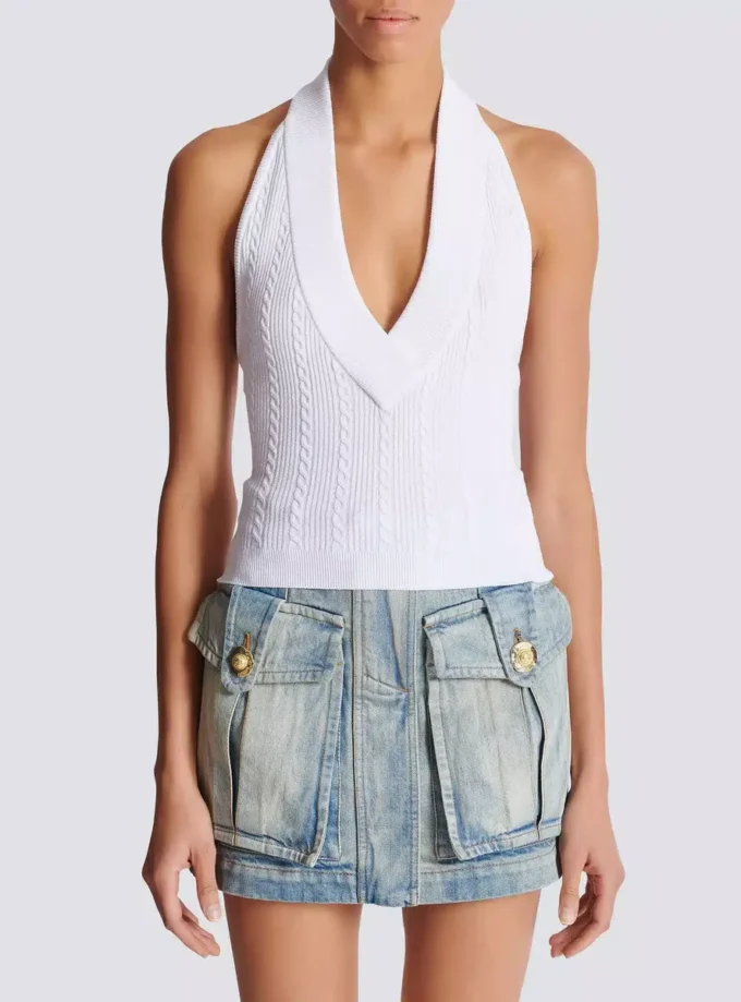 Cable-knit halterneck top Cable-knit halterneck top