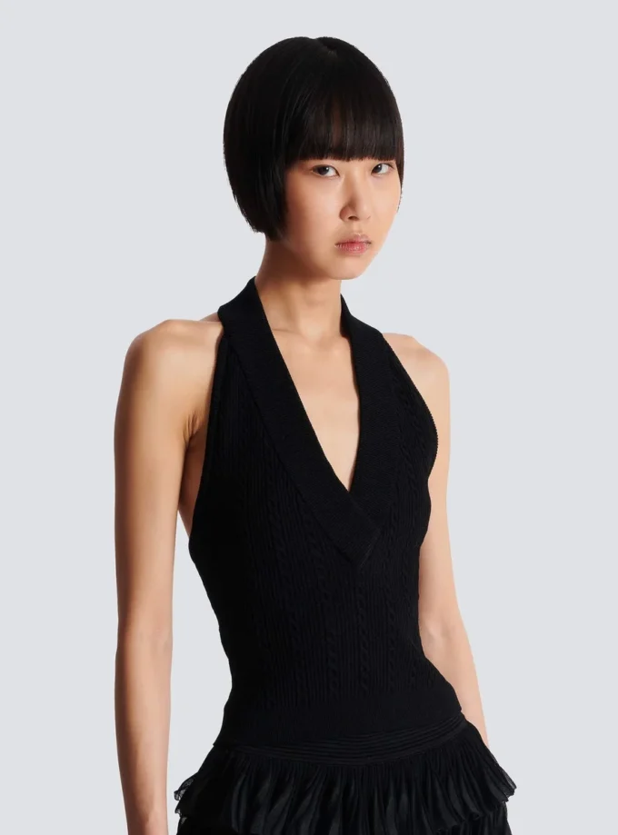 Cable-knit halterneck top Cable-knit halterneck top
