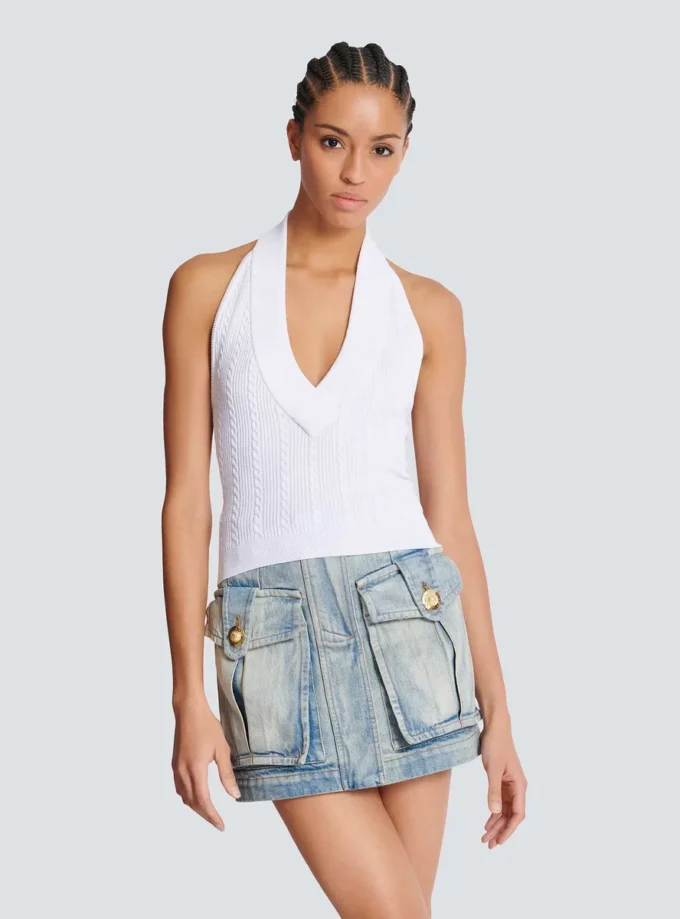 Cable-knit halterneck top Cable-knit halterneck top