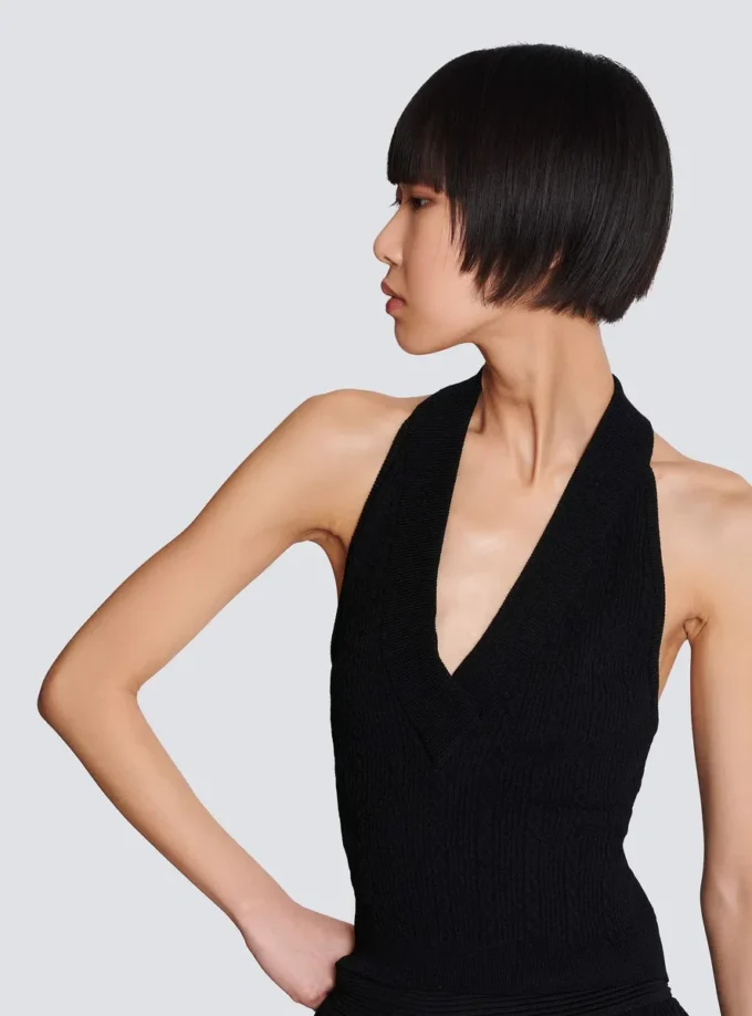 Cable-knit halterneck top Cable-knit halterneck top