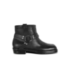 Calfskin leather biker ankle boots