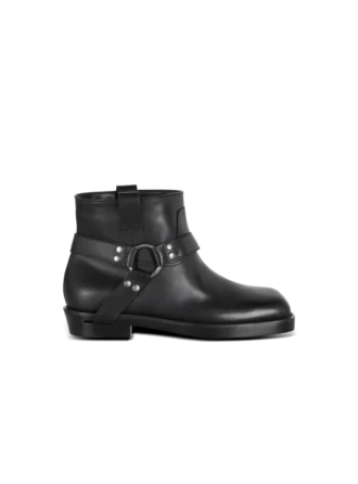 Calfskin leather biker ankle boots