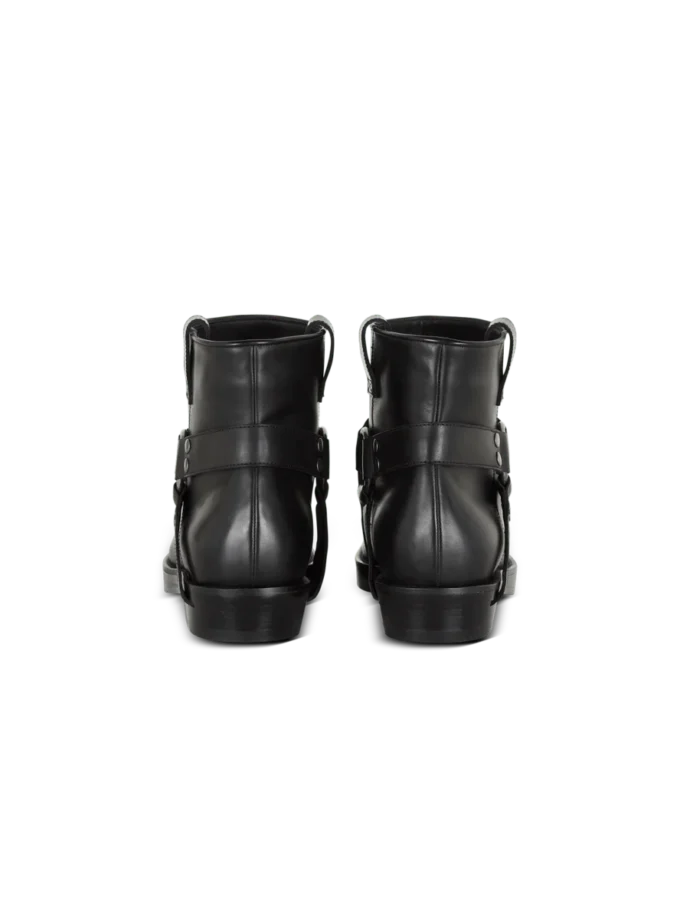 Calfskin leather biker ankle boots