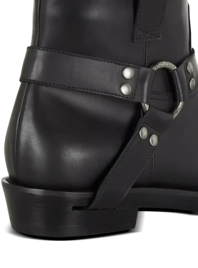 Calfskin leather biker ankle boots