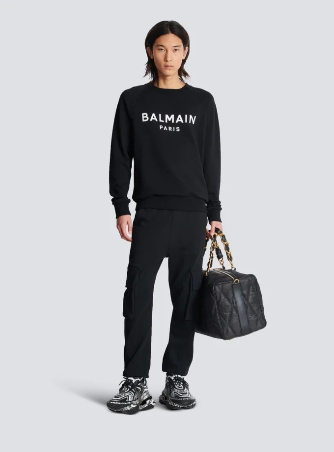 Cargo joggers with Balmain Paris print