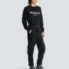 Cargo joggers with Balmain Paris print