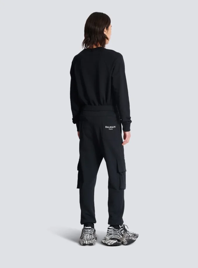 Cargo joggers with Balmain Paris print